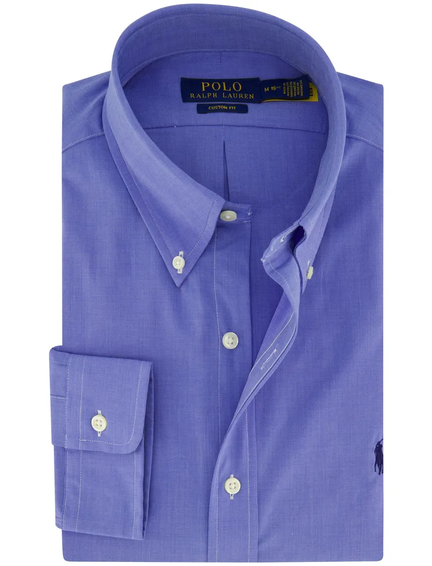 Polo Ralph Lauren casual overhemd normale fit blauw effen katoen
