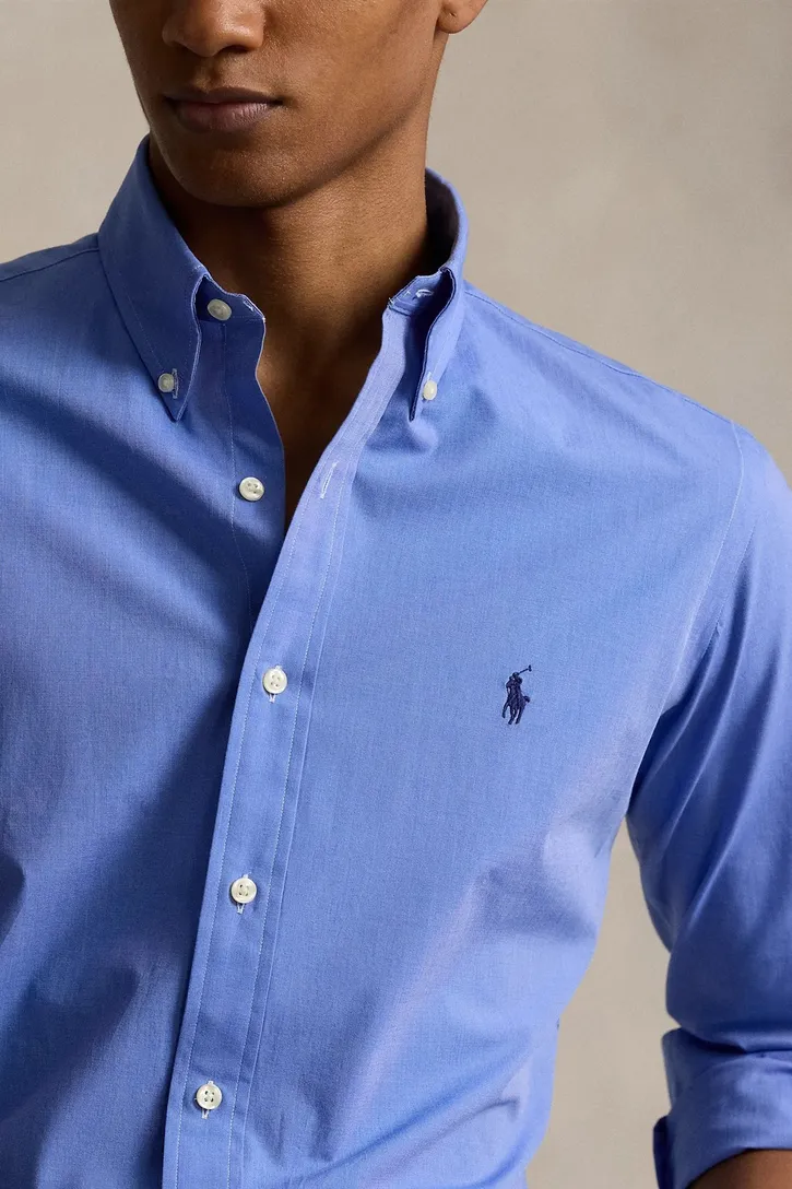 Polo Ralph Lauren casual overhemd normale fit blauw effen katoen
