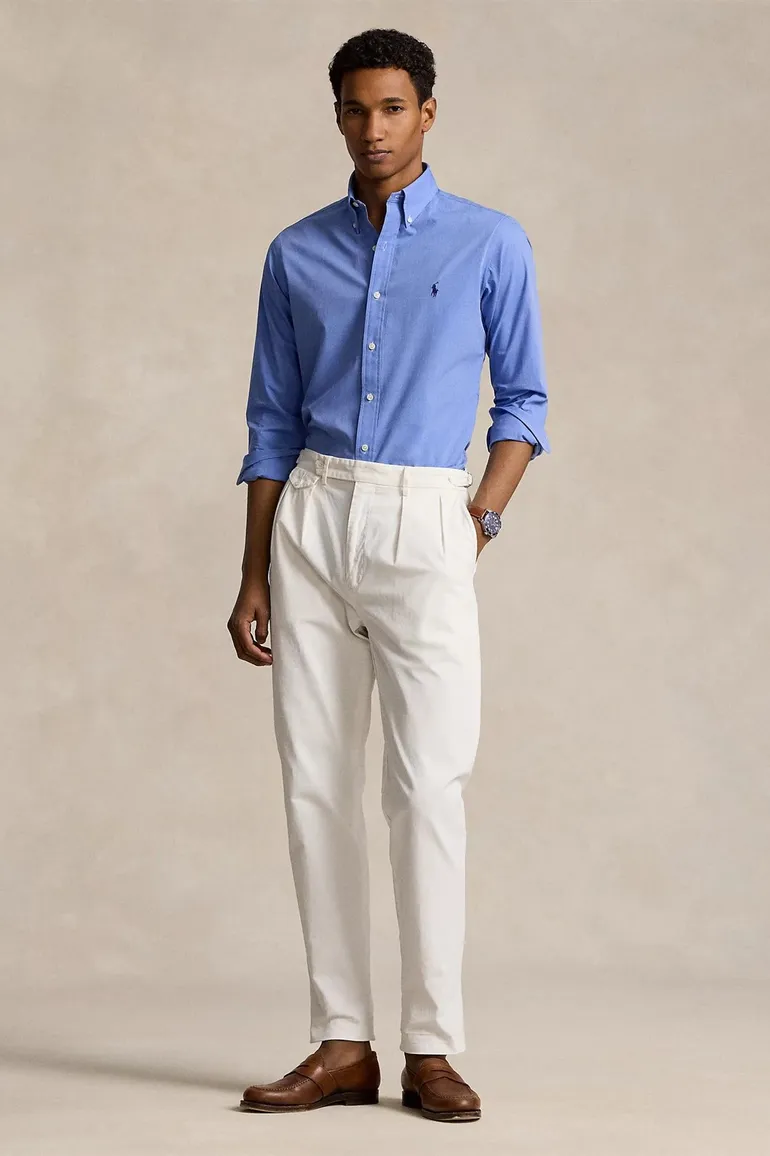 Polo Ralph Lauren overhemd blauw effen custom fit