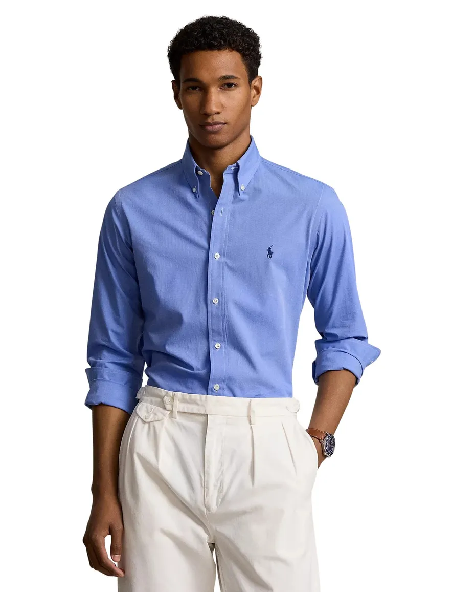 Polo Ralph Lauren casual overhemd normale fit blauw effen katoen