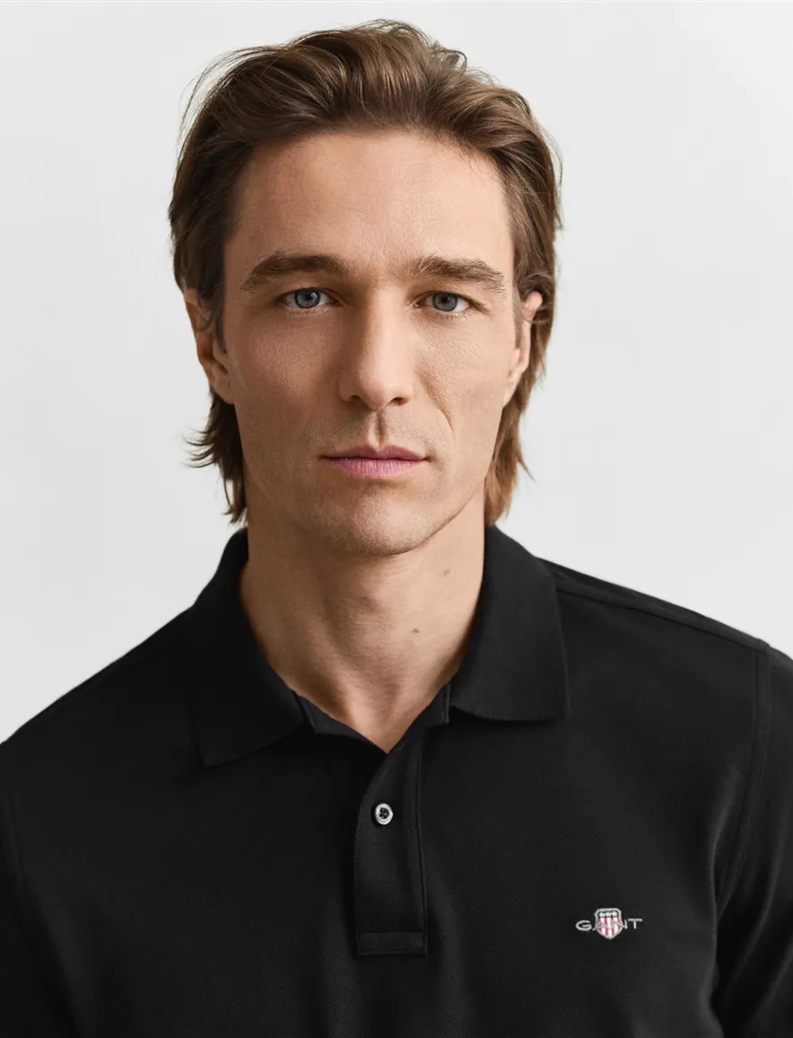 Gant katoenen polo Regular fit zwart