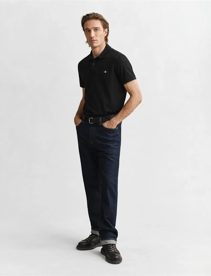 Gant katoenen polo Regular fit zwart