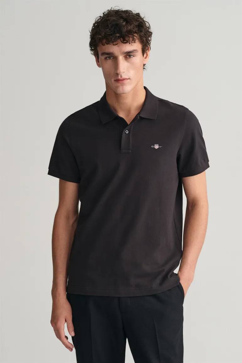 Gant katoenen polo Regular fit zwart