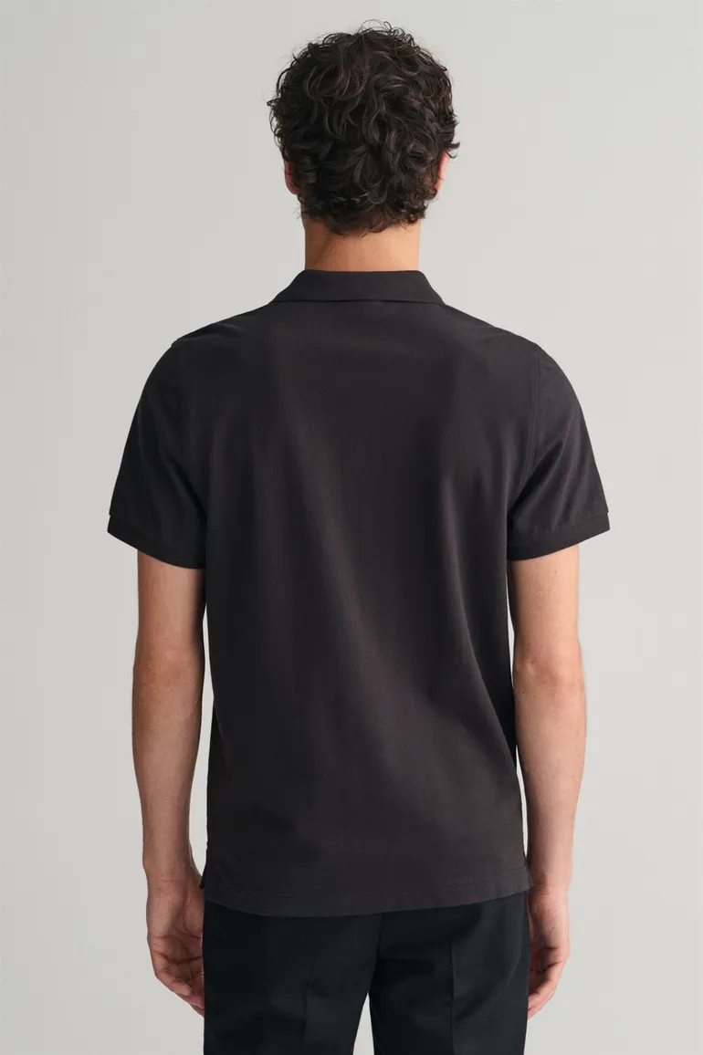 Gant katoenen polo Regular fit zwart