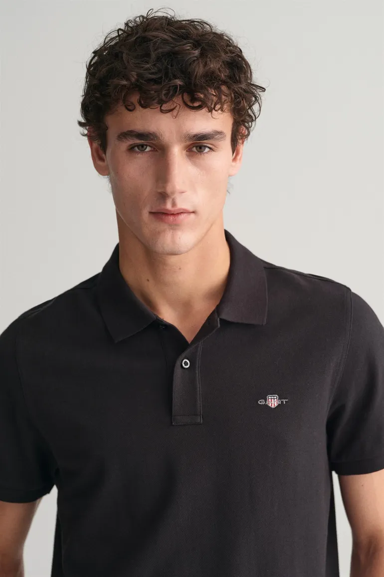 Gant katoenen polo Regular fit zwart