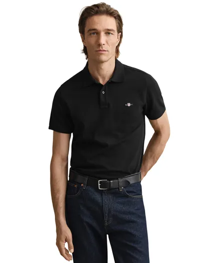 Gant Gant katoenen polo Regular fit zwart