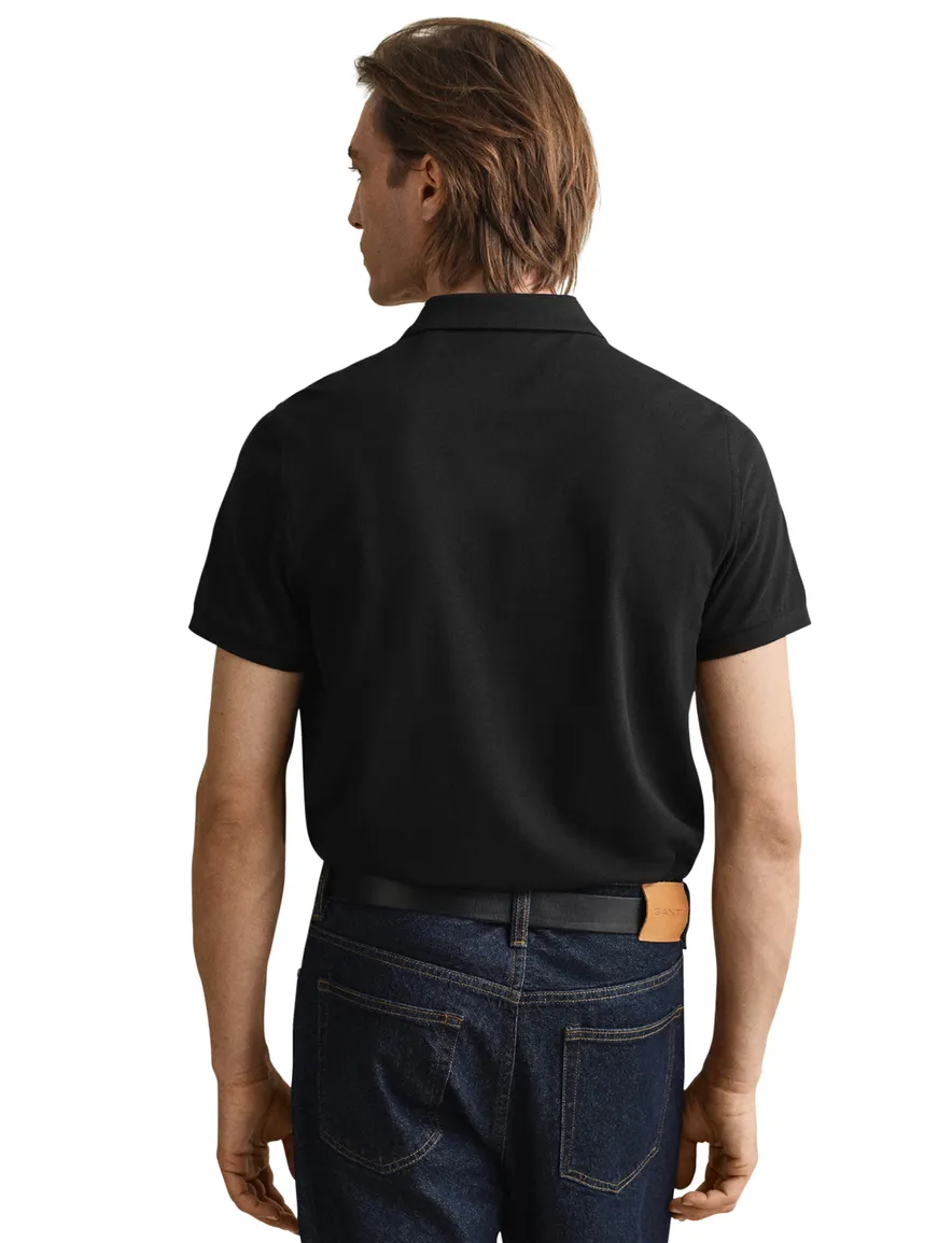 Gant katoenen polo Regular fit zwart