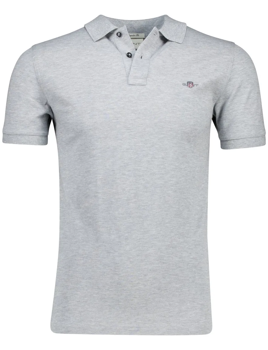 poloshirt korte mouw grijs Gant Slim Fit