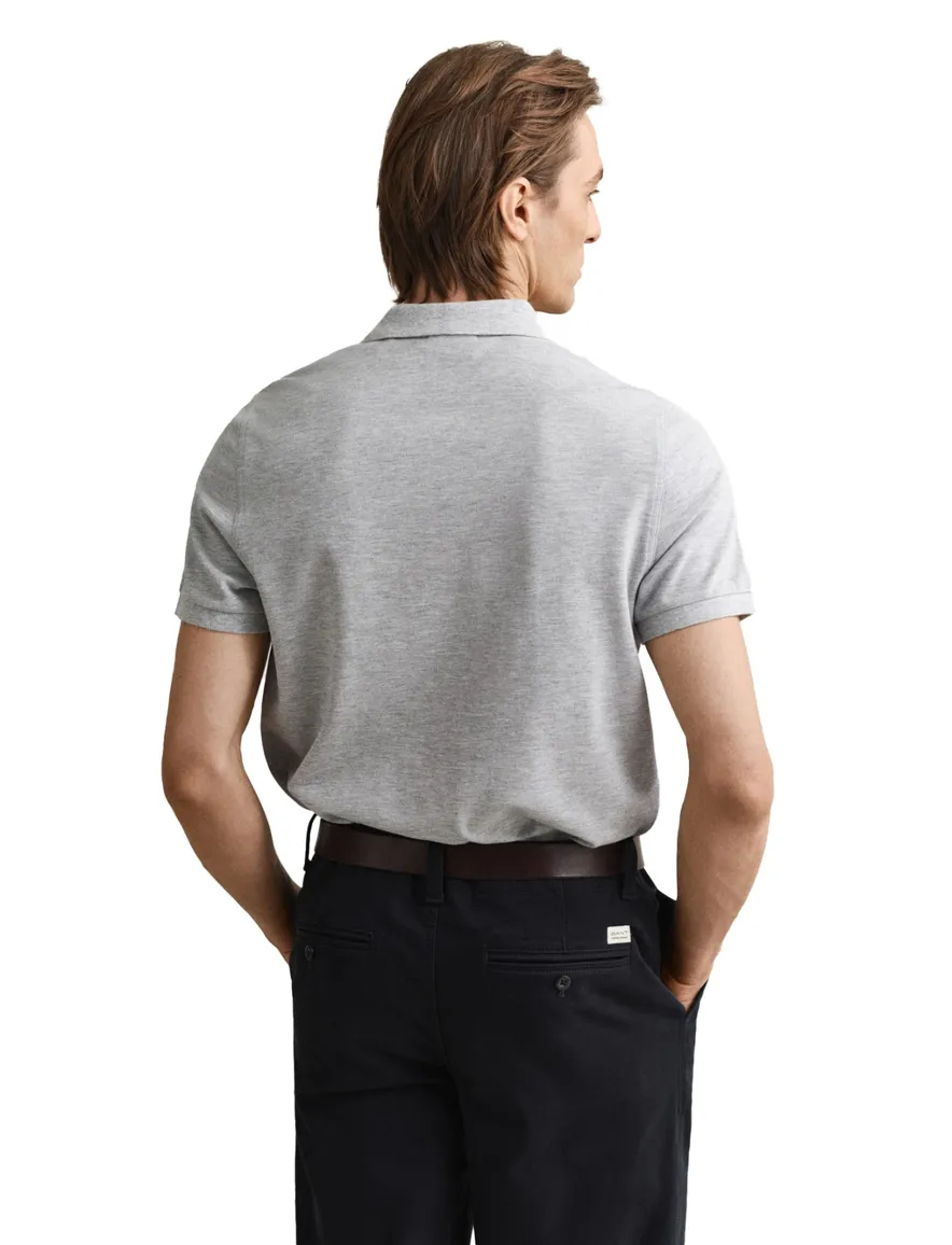 Gant Slim Fit poloshirt korte mouw grijs