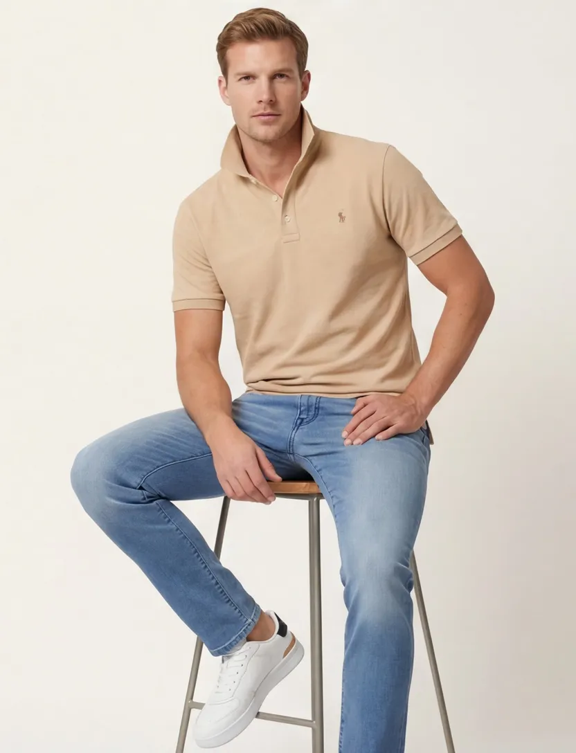 Polo Ralph Lauren polo Big & Tall camel effen katoen