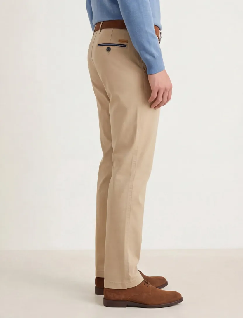 Gardeur katoenen broek beige effen katoen