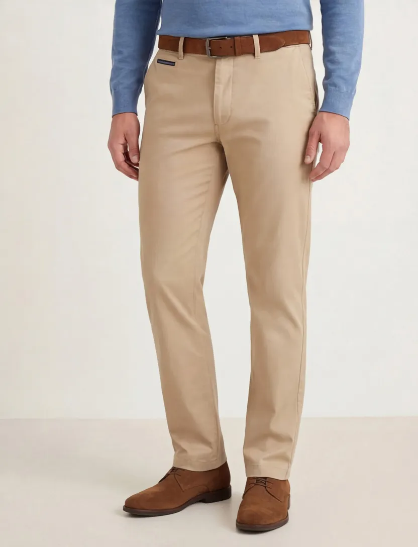 Gardeur katoenen broek beige effen katoen