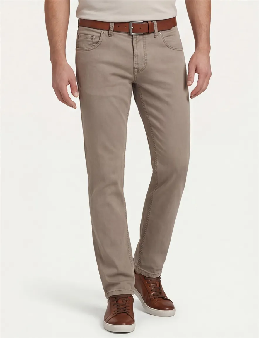 Gardeur pantalon bruin effen slim fit