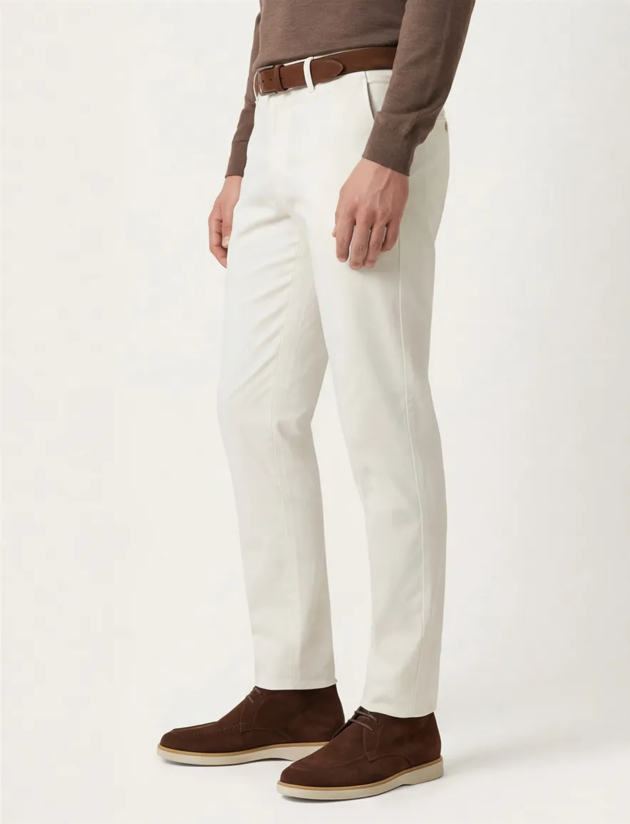 katoenen broek creme Gardeur