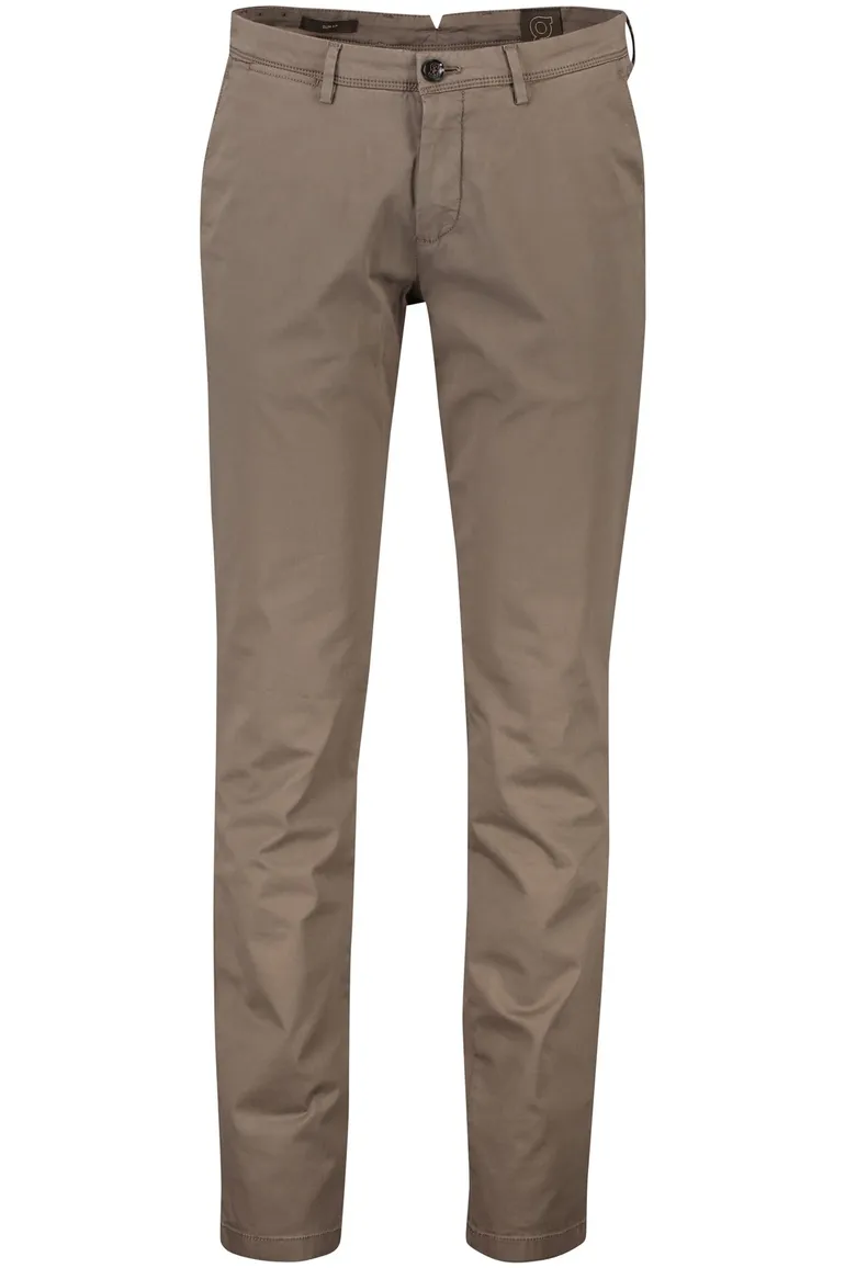 Gardeur chino katoen Subway slim fit donkerbruin