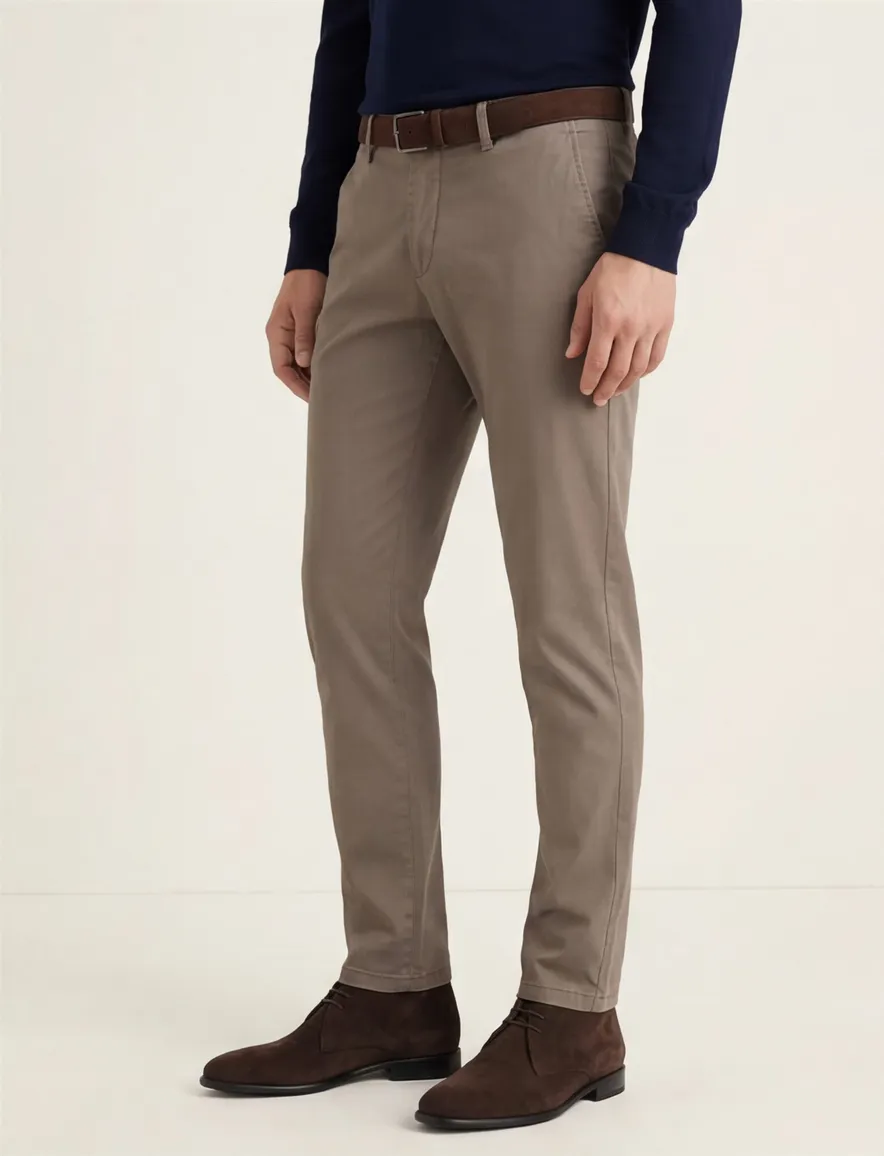 Gardeur chino katoen Subway slim fit donkerbruin