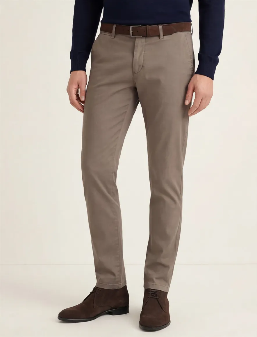 Gardeur chino katoen Subway slim fit donkerbruin