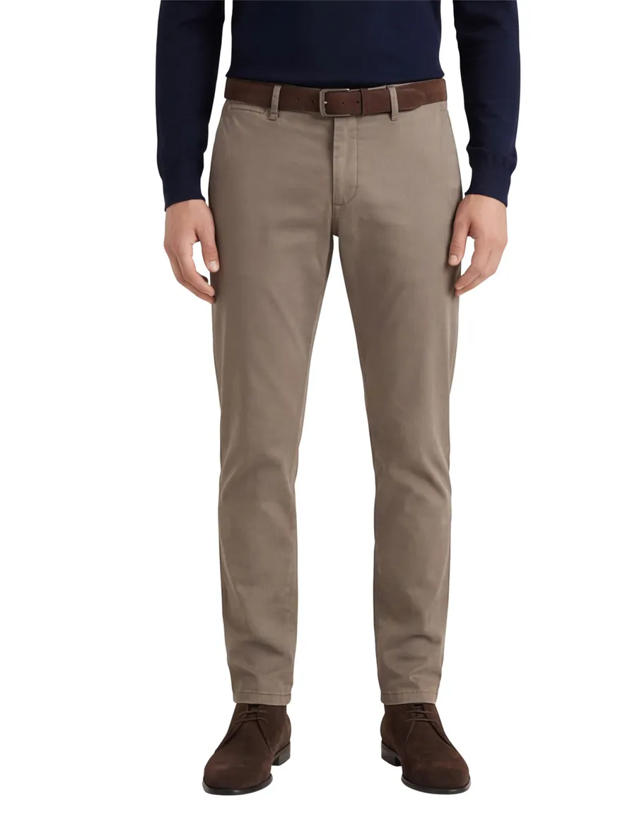 Gardeur chino katoen Subway slim fit donkerbruin