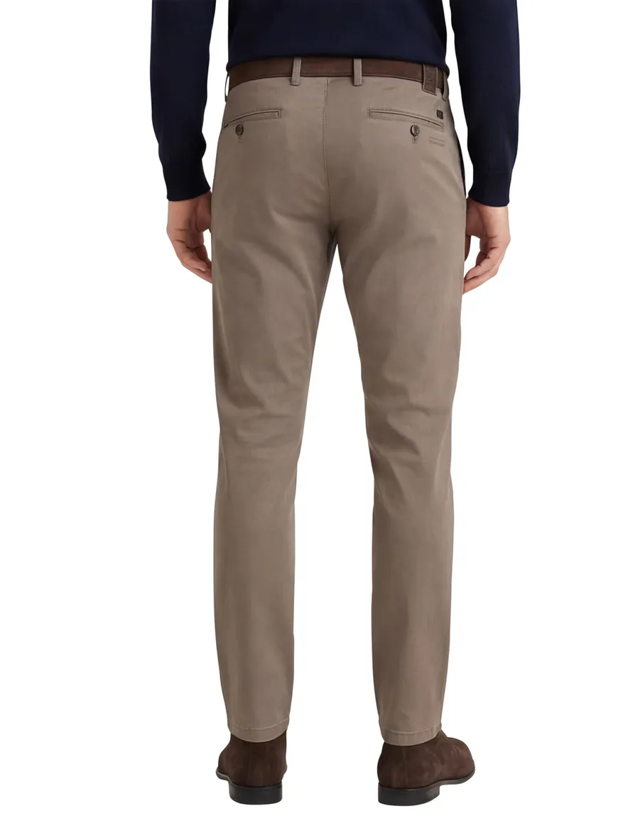 Gardeur chino katoen Subway slim fit donkerbruin