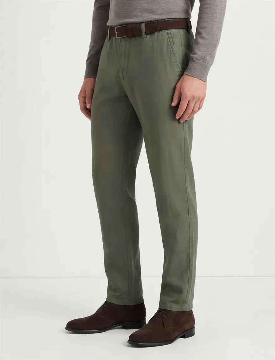 Gardeur donkergroene pantalon flatfront model modern fit
