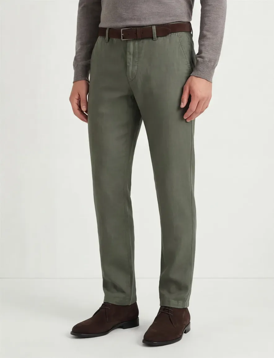 Gardeur donkergroene pantalon flatfront model modern fit