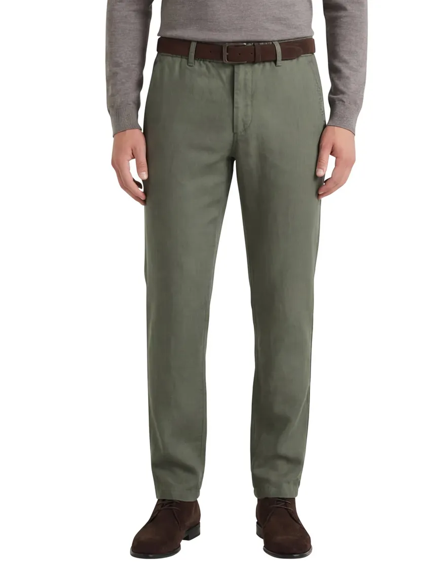 Gardeur donkergroene pantalon flatfront model modern fit