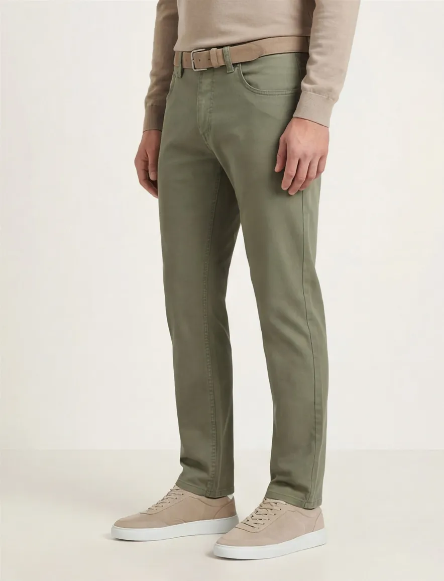 Gardeur groene pantalon knoopsluiting
