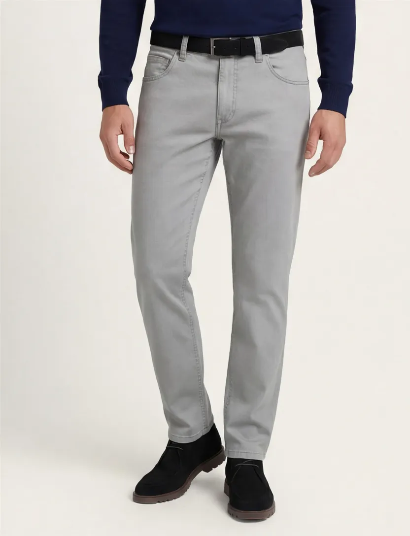 Gardeur 5-pocket katoen lichtgrijs modern fit