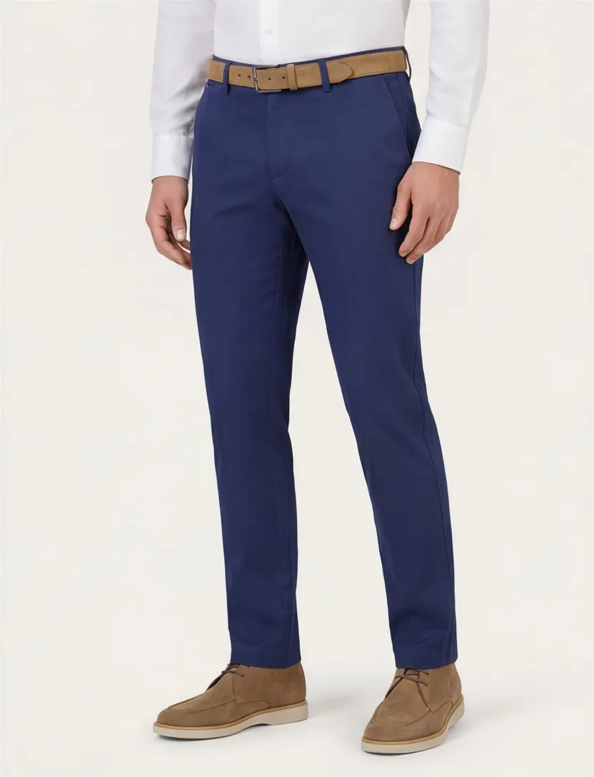 Gardeur slim fit pantalon donkerblauw katoen