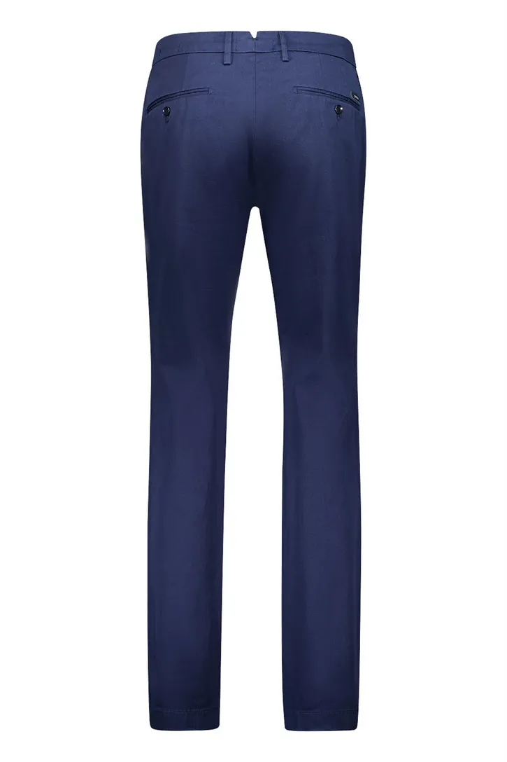 Gardeur slim fit pantalon donkerblauw katoen