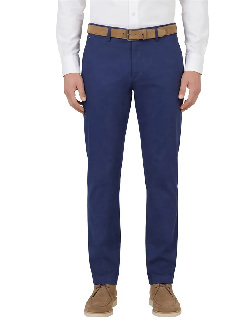 Katoenen Gardeur pantalon donkerblauw katoen slim fit