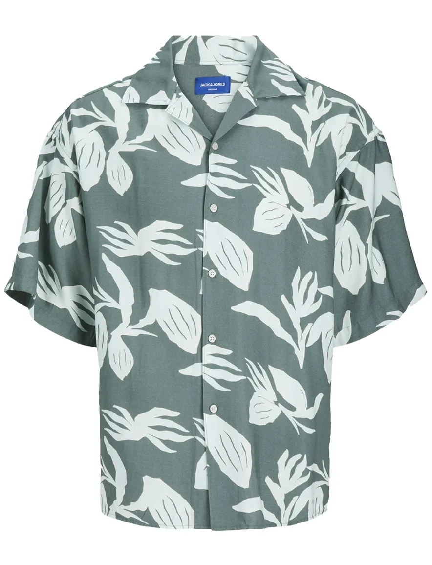 Jack & Jones overhemd korte mouw blauw geprint