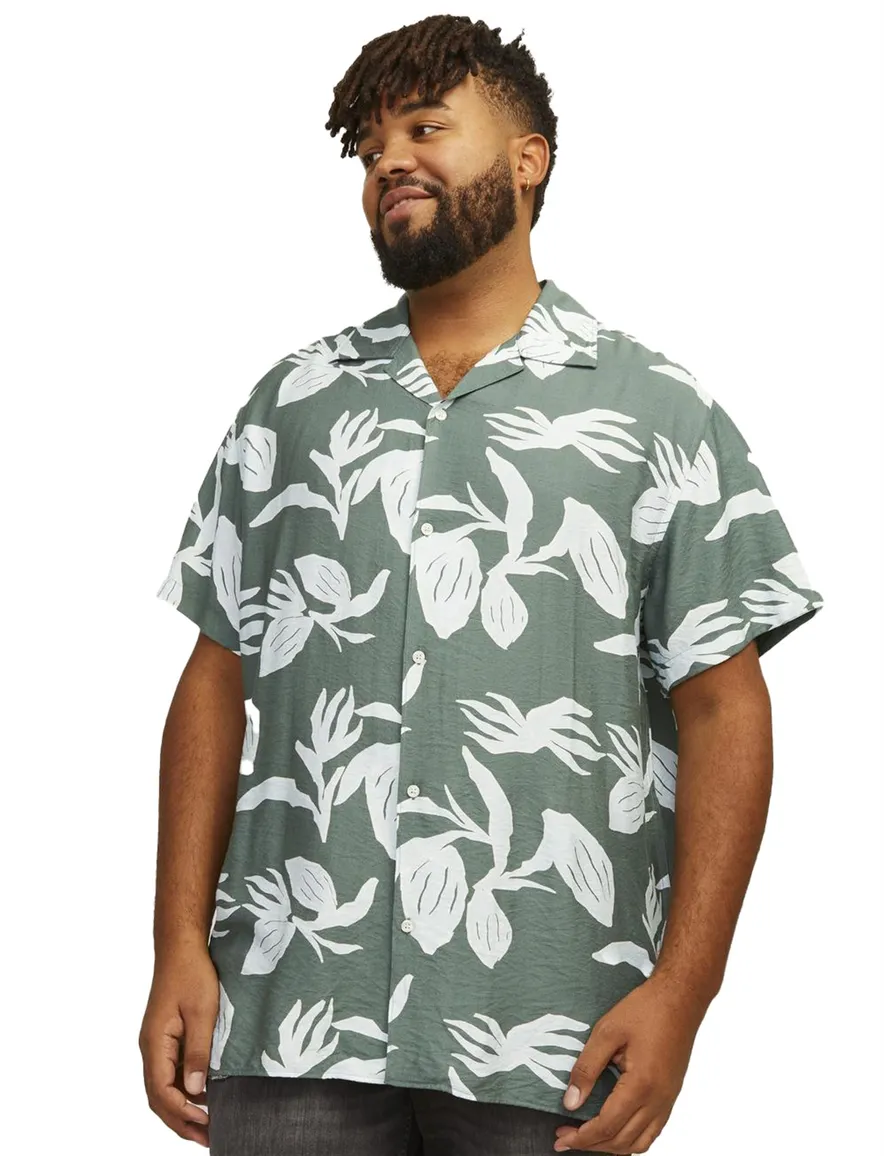 Jack & Jones wijde fit overhemd blauw geprint korte mouw