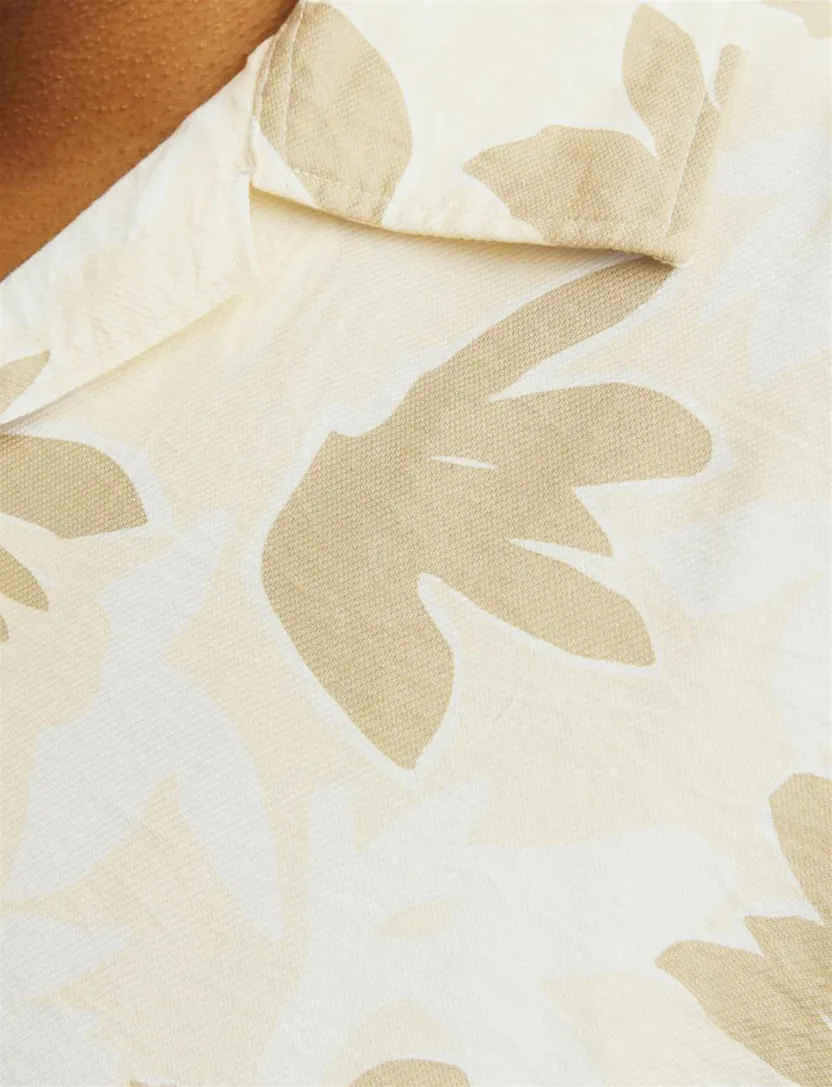 Jack & Jones overhemd beige geprint korte mouw viscose