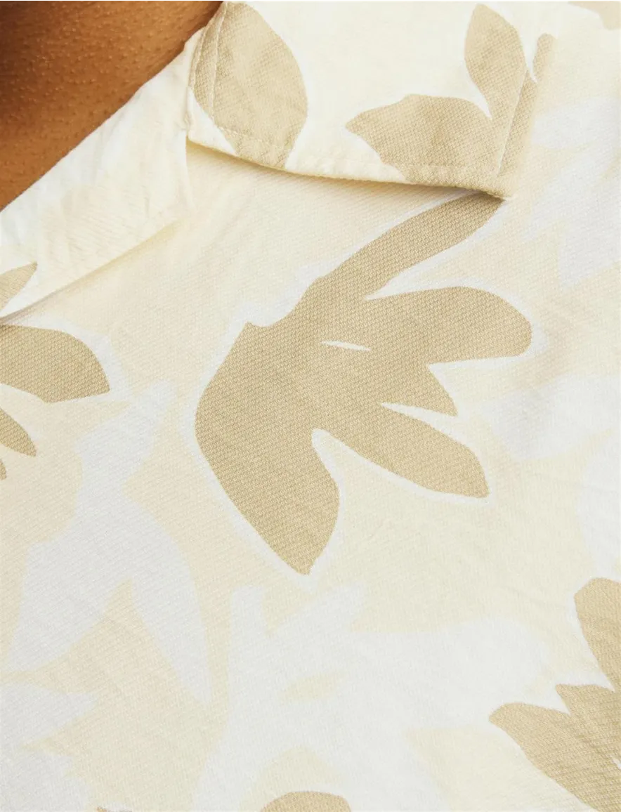 Jack & Jones overhemd beige geprint korte mouw