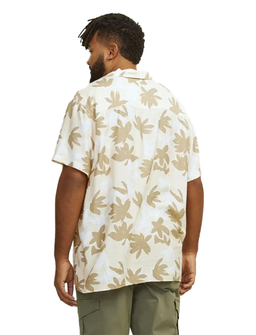 Jack & Jones overhemd korte mouw beige geprint