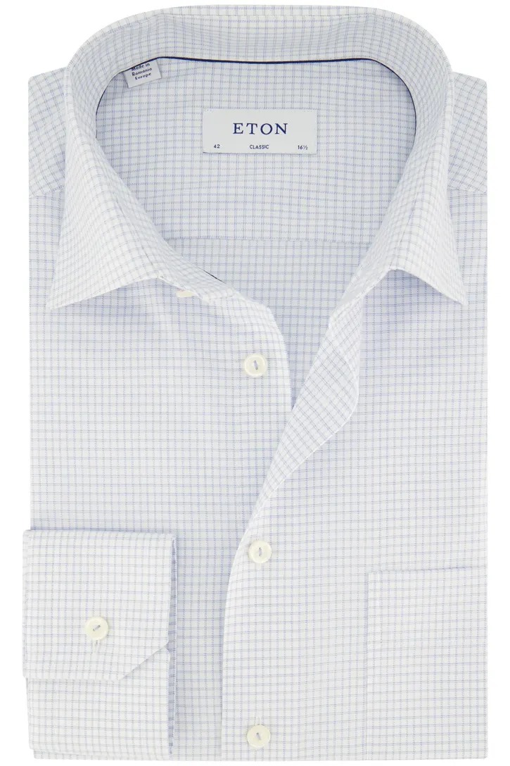 Eton classic fit overhemd wit geruit