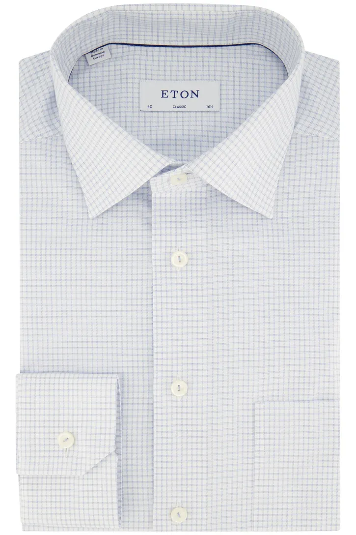 Eton classic fit overhemd wit geruit