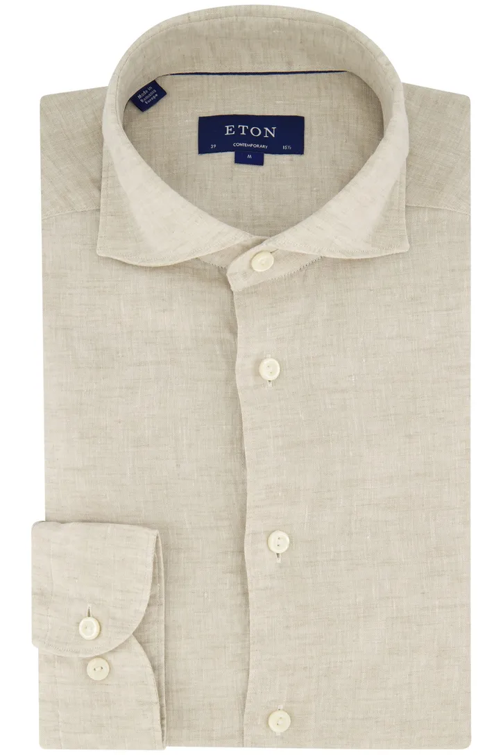 Eton overhemd normale fit katoen beige