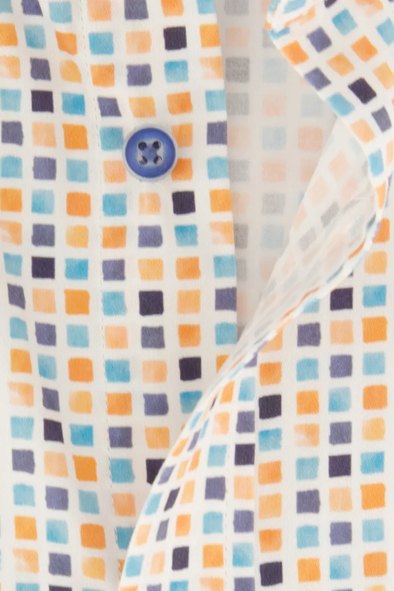 Giordano overhemd korte mouw regular fit katoen geel geprint