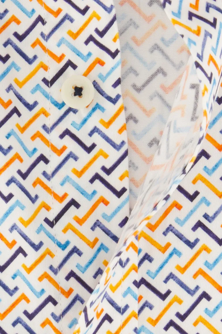 Giordano overhemd korte mouw geel blauw