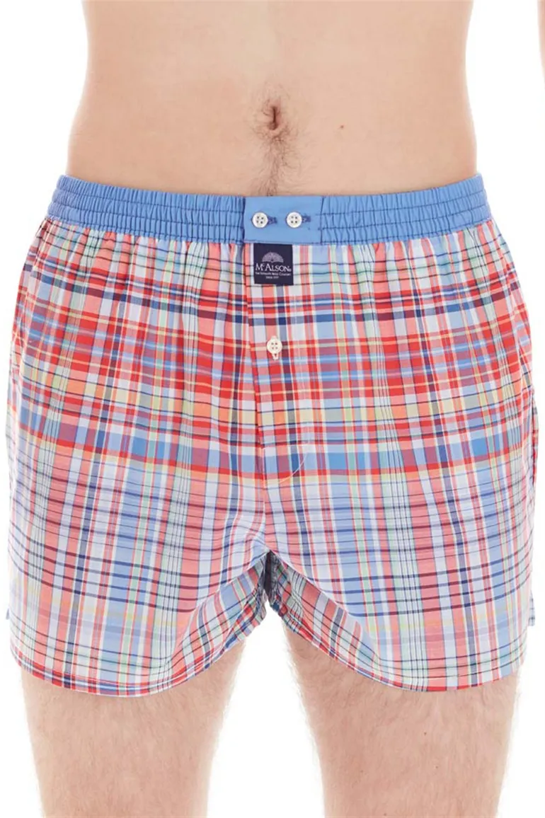 Mc Alson boxershort rood blauw geruit katoen