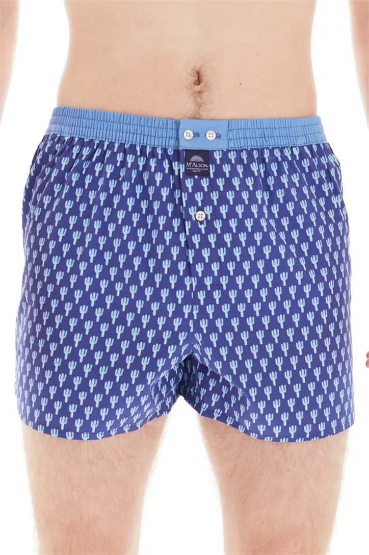 Boxershort Mc Alson blauw cactussen geprint katoen