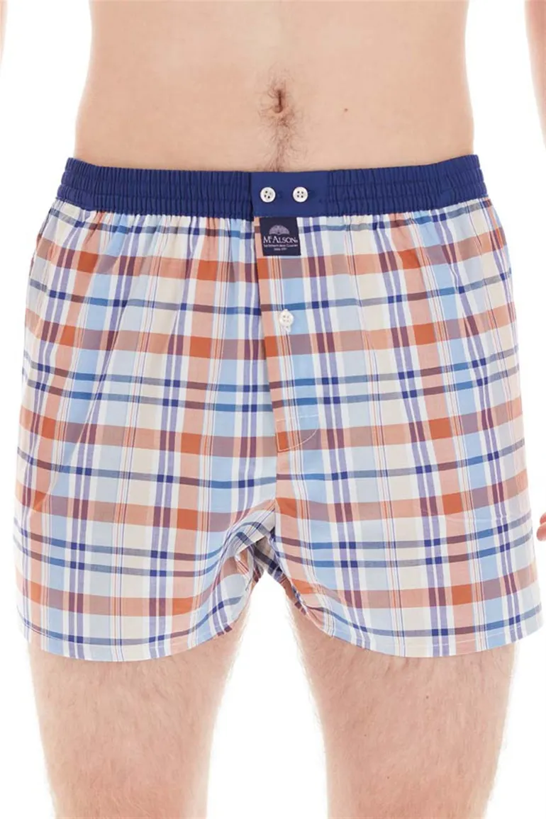 Mc Alson boxershort blauw oranje geruit katoen