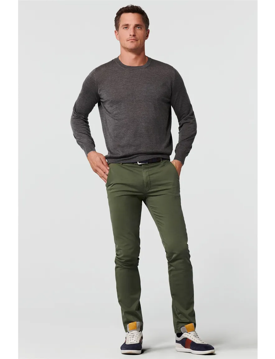 Meyer katoenen broek Bonn effen groen normale fit
