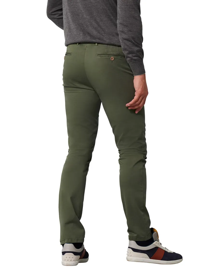 Meyer katoenen broek Bonn effen groen normale fit