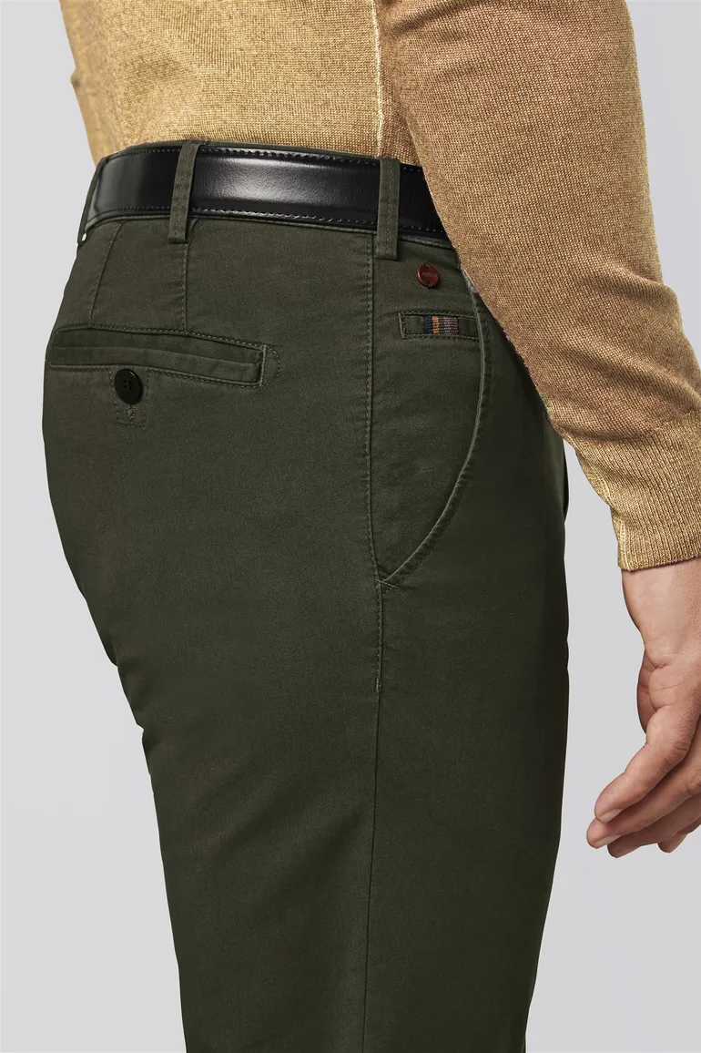 Meyer katoenen broek Roma donkergroen effen regular fit