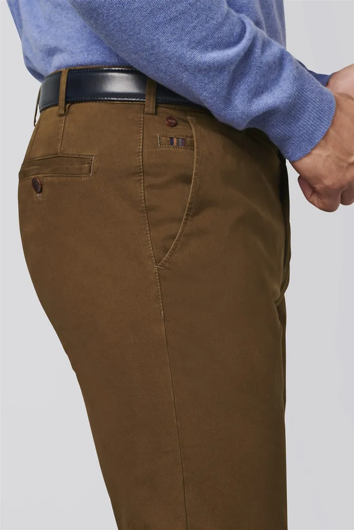 Meyer katoenen broek Roma bruin effen normale fit