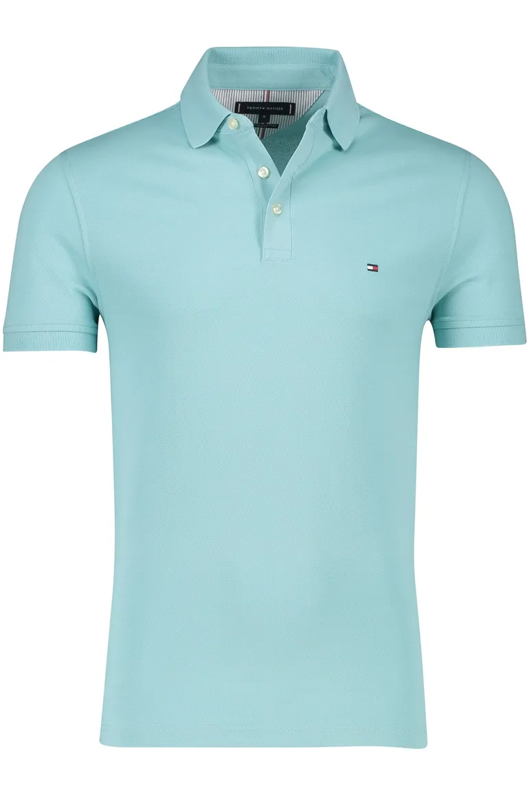 Tommy Hilfiger polo katoen slim fit lichtgroen 3-knoops