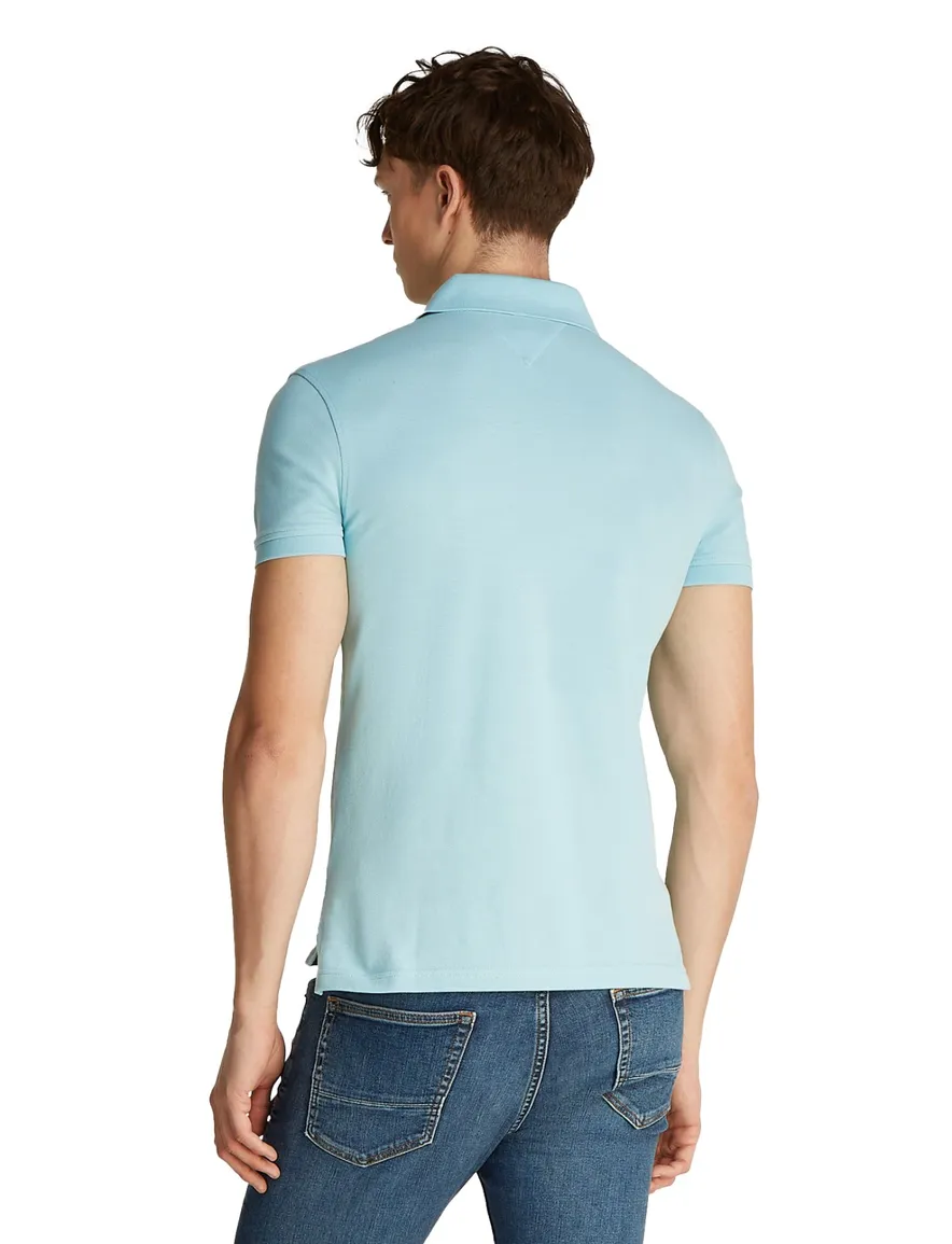Tommy Hilfiger polo katoen slim fit lichtgroen 3-knoops